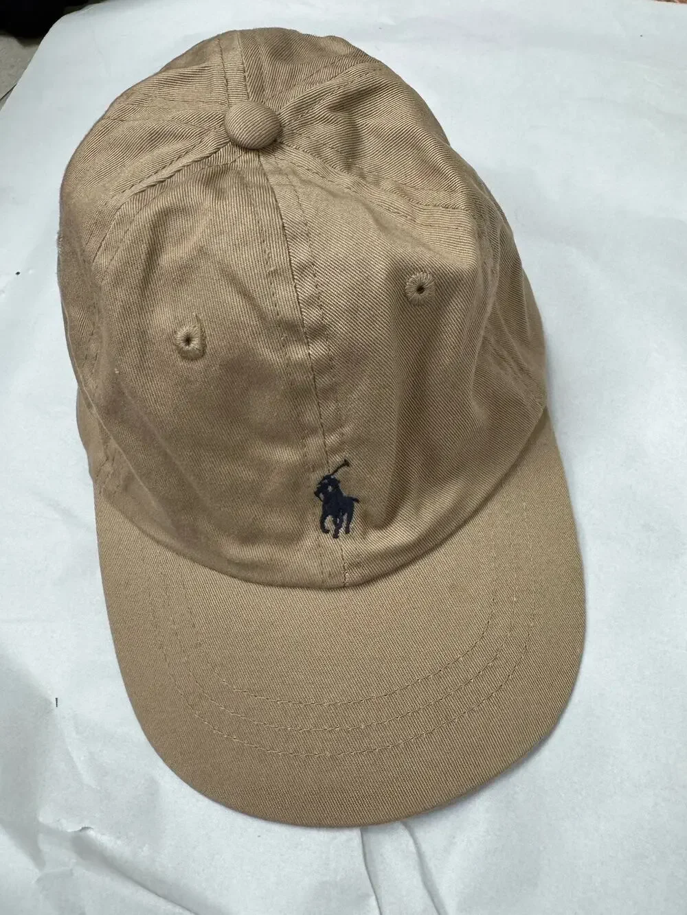 Vintage Polo Ralph Lauren Hat Strapback Cap Beige Khaki Boys Size 4-7 Youth Pony